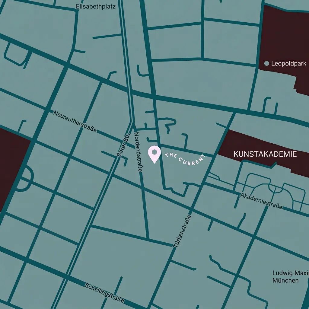 Map showing THE CURRENT location in Munich Maxvorstadt